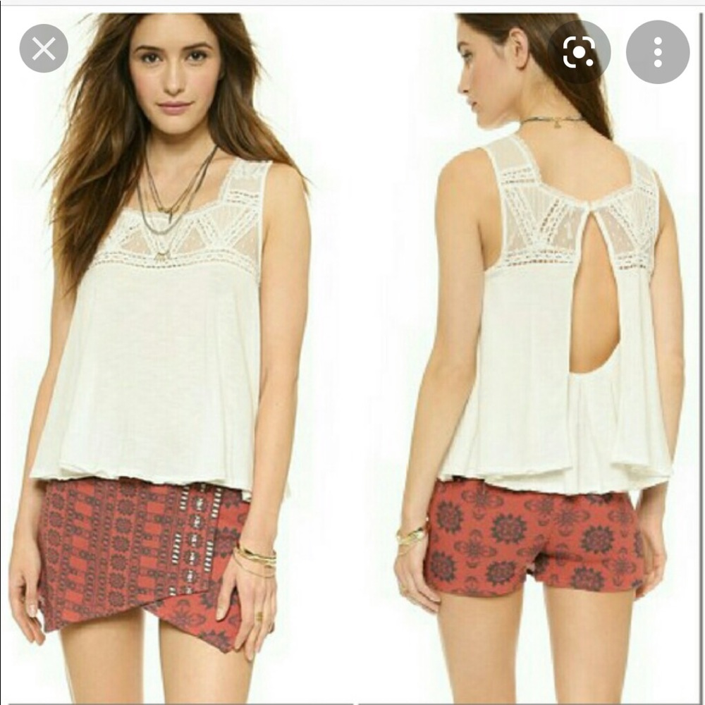 Free People Costa Mesh Open Back Tank LG